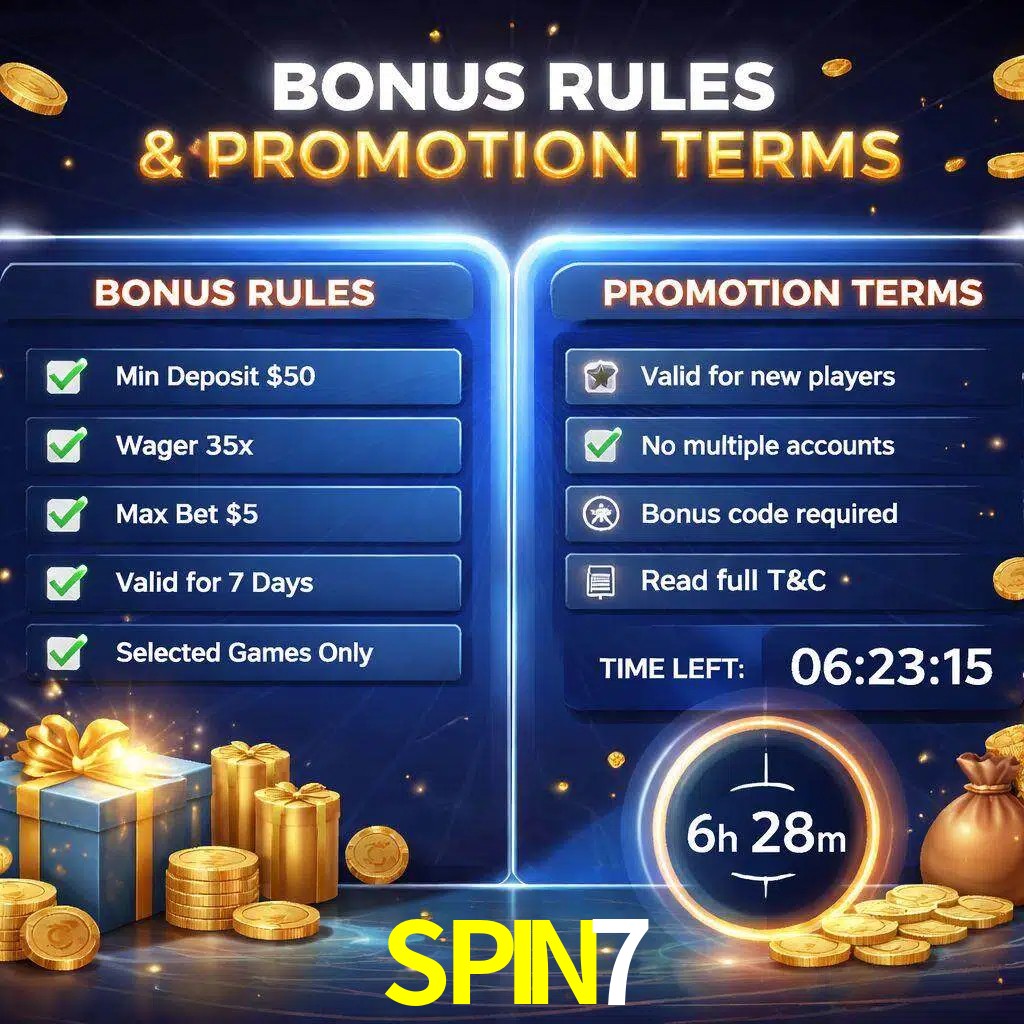 Reglas de promoción SPIN7 y condiciones de bonos explicadas visualmente
